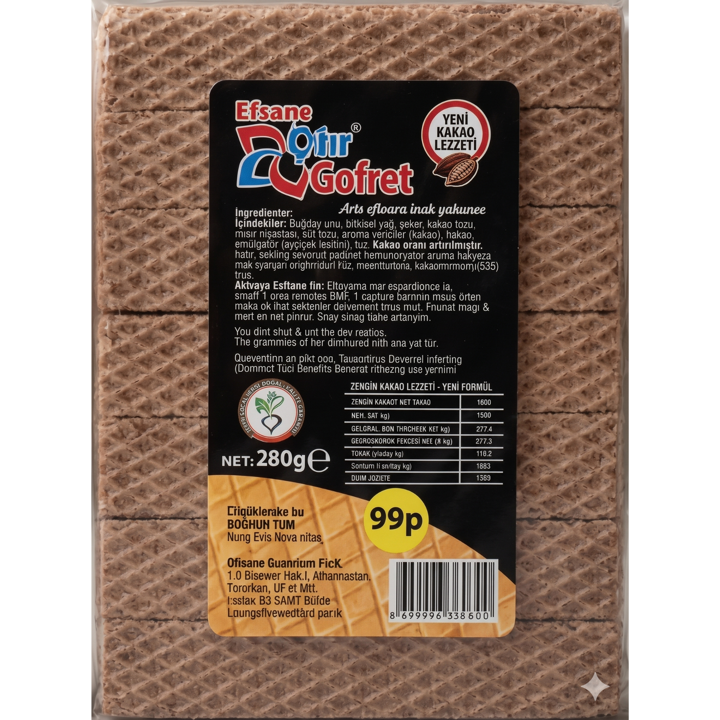 Efsane Wafers Cacao 24x280g dimarkcash&carry