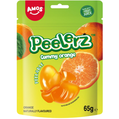 Amos Peelerz Gummy ( Halal ) Orange 12x65g dimarkcash&carry