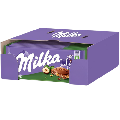 Milka Hazelnuts Chocolate Bar 24X90G dimarkcash&carry