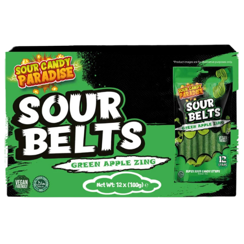 Sour Belts Green Apple 12X100G dimarkcash&carry