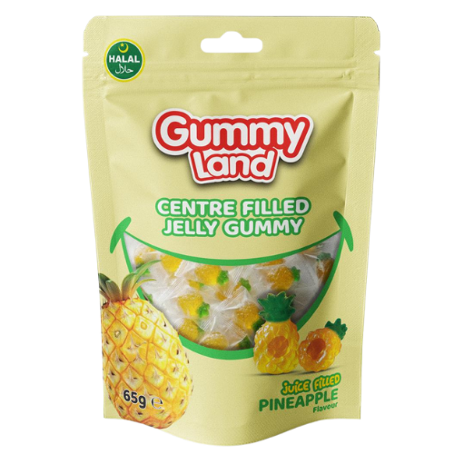 Gummyland Centre Filled Jelly Pineapple (Halal) 12X65G dimarkcash&carry