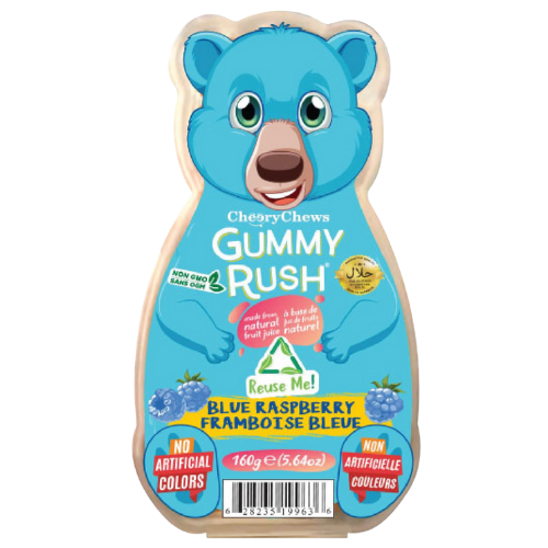 Gummy Rush Bear Tubs Blue Raspberry 24X160G dimarkcash&carry
