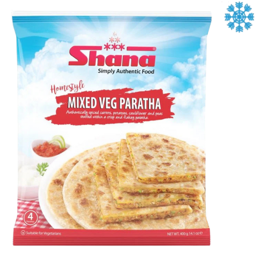 Shana Home Style Mix Veg Paratha 12X400G - Collection Only Frozen Product dimarkcash&carry