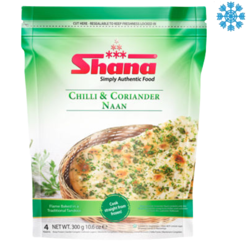 Shana Naan Chilli & Coriandar 12X300g (4 Pcs) - Collection Only Frozen Product dimarkcash&carry