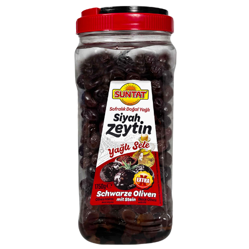 Suntat Black Olives Yagli Sele (291-350) Red Pet 6X1750G CHRISTMAS OFFER