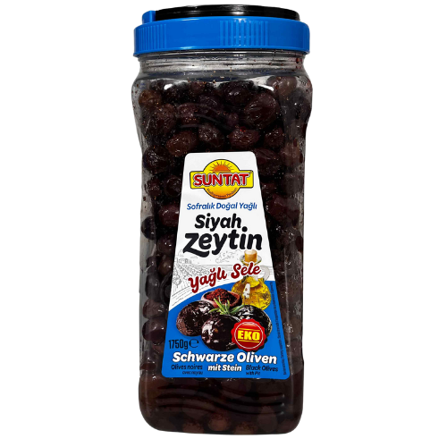 Suntat Black Olives Yagli Sele (351-410) Blue Pet 6X1750G CHRISTMAS OFFER