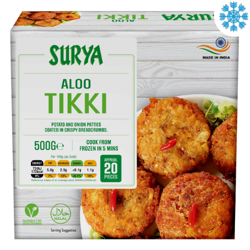 Surya Aloo Tikki (20 Pieces) 12X500G - Collection Only Frozen Product dimarkcash&carry