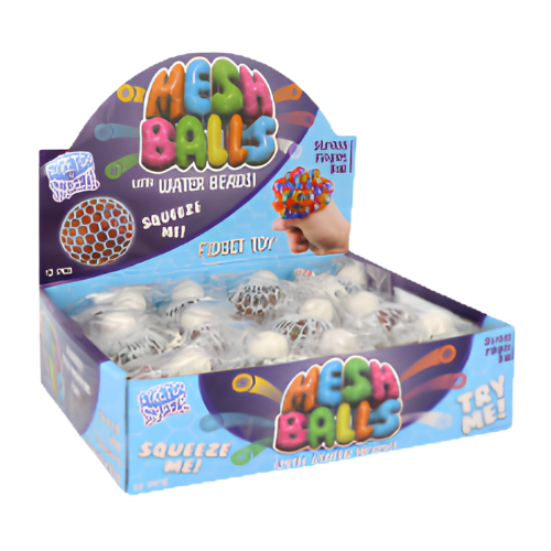 Ball W/mesh Sqeeze 7Cm 4 Astd cols 12pcs dimarkcash&carry