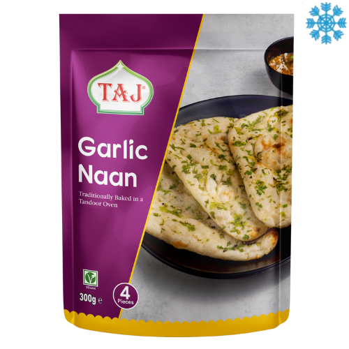 Taj Garlic & Corıander Naan 12X300G (4Pcs) - Collection Only Frozen Product dimarkcash&carry