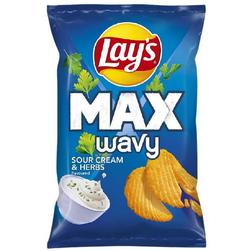 Lays Max Wavy Sour Cream & Herbs 24x120g dimarkcash&carry