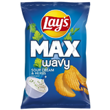 Lays Max Wavy Sour Cream & Herbs 24x120g dimarkcash&carry