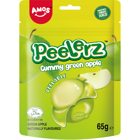 Amos Peelerz Gummy ( Halal ) Green Apple 12x65g dimarkcash&carry