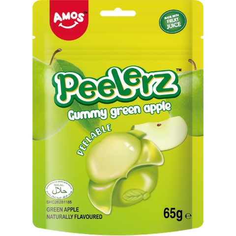 Amos Peelerz Gummy ( Halal ) Green Apple 12x65g dimarkcash&carry