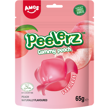 Amos Peelerz Gummy ( Halal ) Peach 12x65g dimarkcash&carry