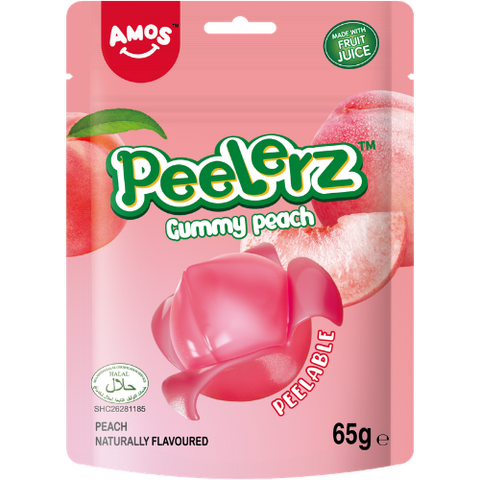Amos Peelerz Gummy ( Halal ) Peach 12x65g dimarkcash&carry