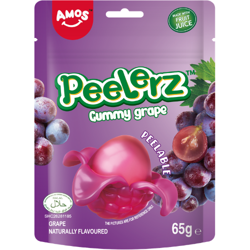 Amos Peelerz Gummy ( Halal ) Grape 12x65g dimarkcash&carry