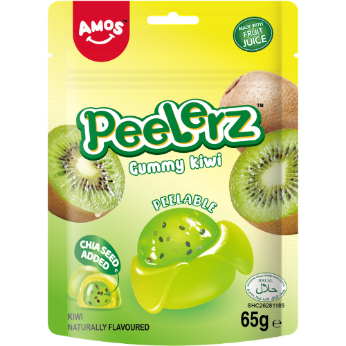 Amos Peelerz Gummy ( Halal ) Kiwi 12x65g dimarkcash&carry