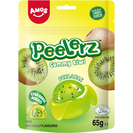 Amos Peelerz Gummy ( Halal ) Kiwi 12x65g dimarkcash&carry