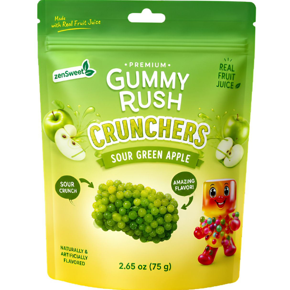 Gummy Rush Crunchers Green Apple 12X80g dimarkcash&carry