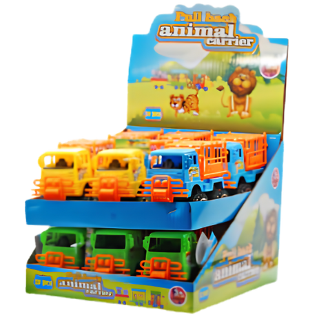 Bumerang Toy Pull Back Animal Carrier 12pcs dimarkcash&carry