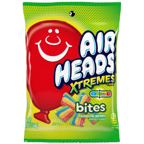Airheads Xtremes Candy Bites Rainbow Berry 12X108G (3.8Oz)