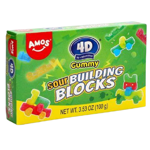 Amos 4D Sour Gummy Building Blocks 12x100g dimarkcash&carry