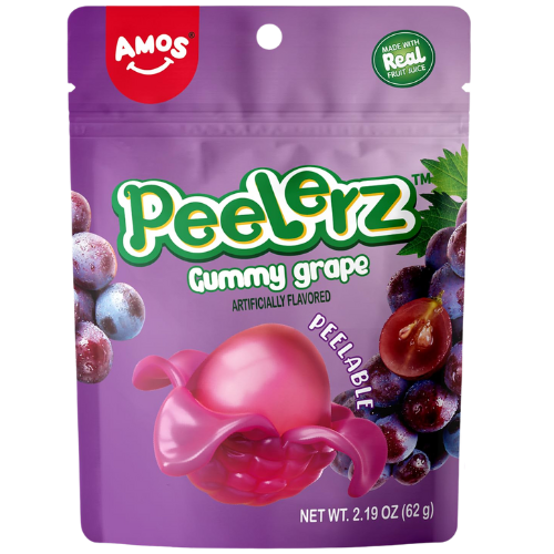 Amos Peelerz Gummy Grape Candy 12X65G dimarkcash&carry