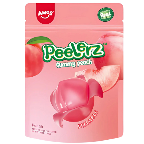 Amos Peelerz Gummy Peach Candy 12X65G dimarkcash&carry