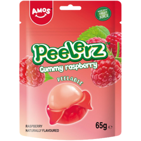 Amos Peelerz Gummy ( Halal ) Raspberry 12x65g dimarkcash&carry