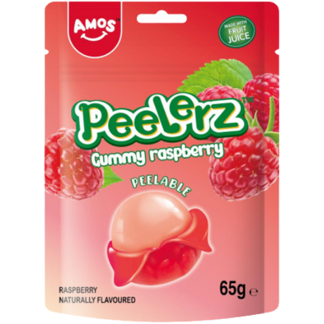 Amos Peelerz Gummy ( Halal ) Raspberry 12x65g dimarkcash&carry