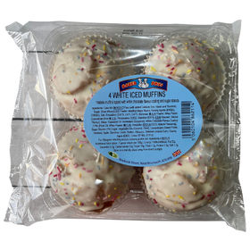 Baker Boys 4 White Iced Muffin Cakes dimarkcash&carry