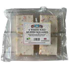 Baker Boys 4 White Iced Muffin Square Cakes dimarkcash&carry