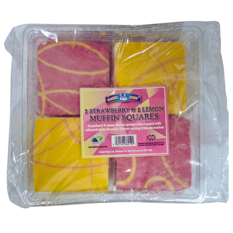 Baker Boys 2 Strawberry & 2 Lemon Muffin Square Cakes dimarkcash&carry