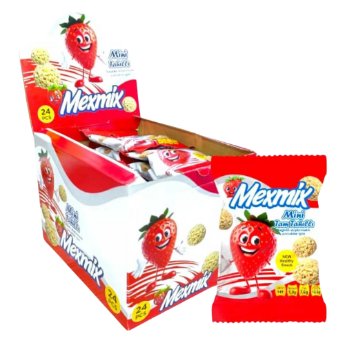 Mexmix Mini Cookies Strawberry (Tahilli) 24X28G dimarkcash&carry