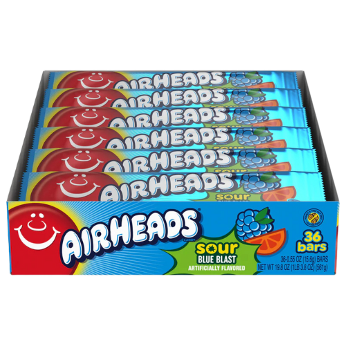 Airheads Sour Blue Blast 36x15.6g (0.55oz) dimarkcash&carry