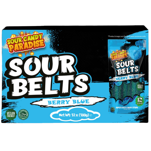 Sour Belts Berry Blue 12X100G dimarkcash&carry
