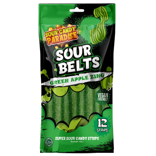 Sour Belts Green Apple 12X100G dimarkcash&carry