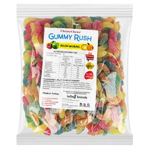 Gummy Rush Neon Worms 12X1Kg dimarkcash&carry