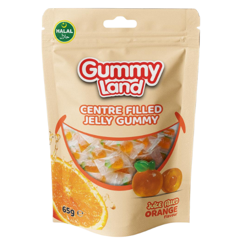 Gummyland Centre Filled Jelly Orange (Halal) 12X65G dimarkcash&carry