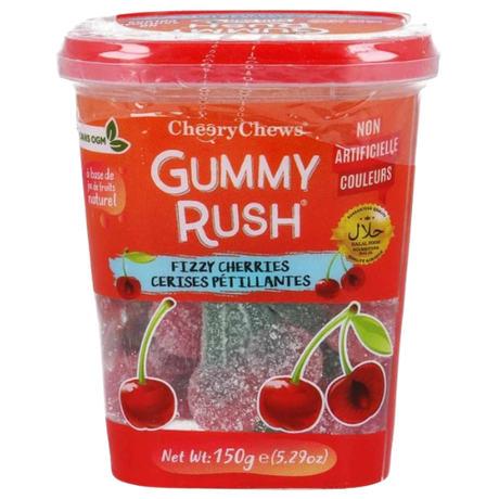 Gummy Rush Tubs Fizzy Cherries 12X150G dimarkcash&carry