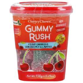 Gummy Rush Tubs Fizzy Cherries 12X150G dimarkcash&carry