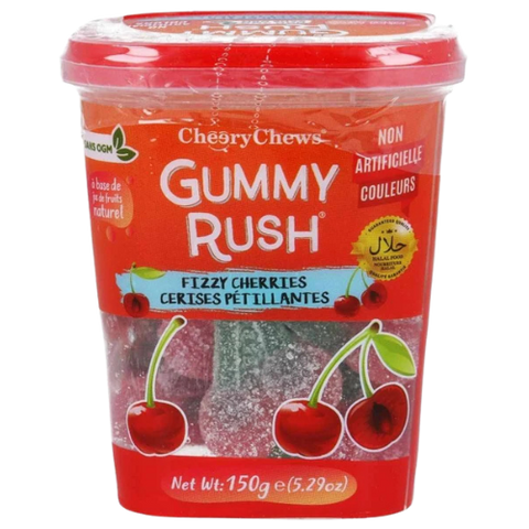 Gummy Rush Tubs Fizzy Cherries 12X150G dimarkcash&carry