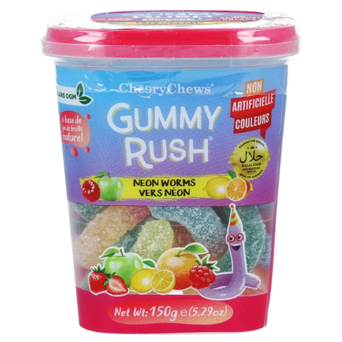 Gummy Rush Tubs Neon Worms 12X150G dimarkcash&carry