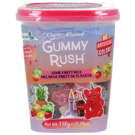 Gummy Rush Tubs Sour Party Mix 12X150G dimarkcash&carry