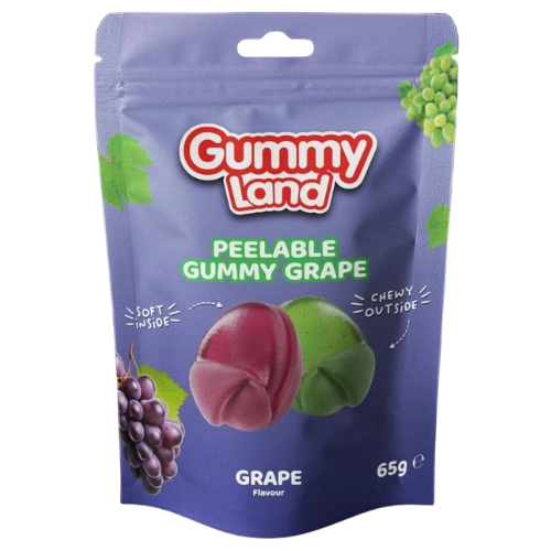 Gummy Land Peelable Gummy Grape (Halal) 12X65g dimarkcash&carry