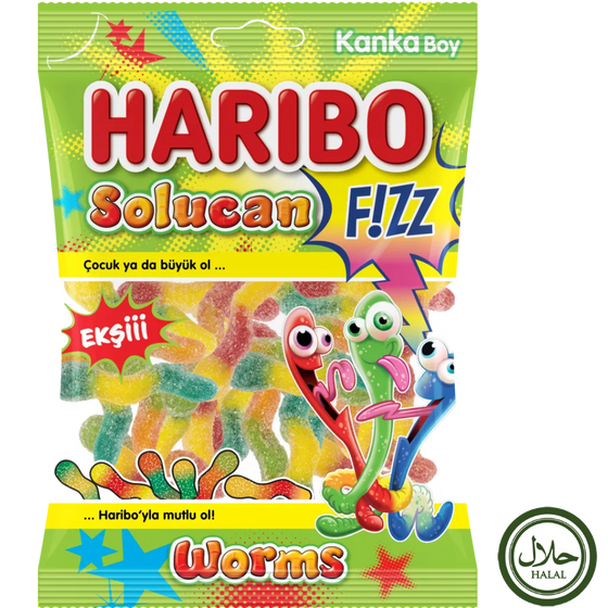 Haribo Halal Fizz Worm 24X70g