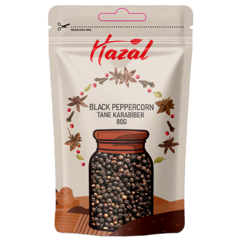 Hazal (504) Black Peppercorns 8X80G dimarkcash&carry