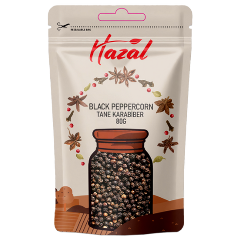 Hazal (504) Black Peppercorns 8X80G dimarkcash&carry