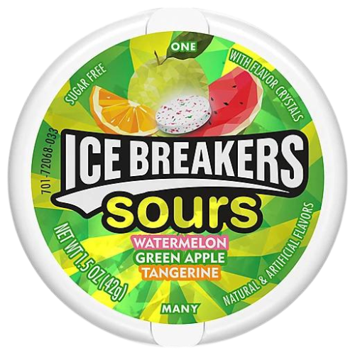 Ice Breakers Sours Watermelon Green Apple Sugar Free 8x42g