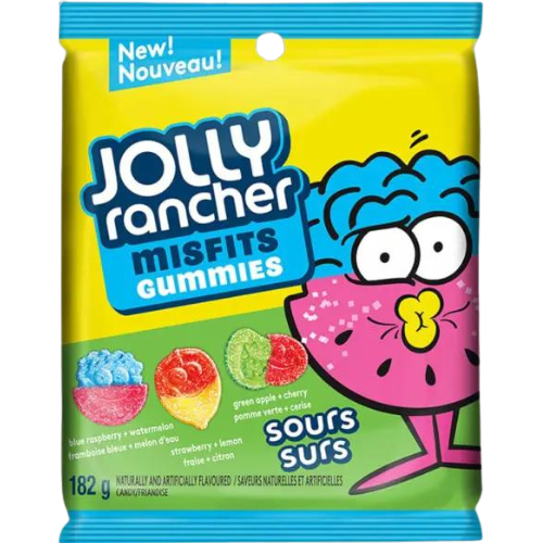 Jolly Rancher Misfits Gummies Sour Surge Peg Bag 10x182g